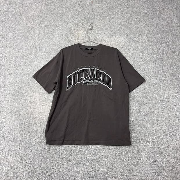 버커루 아치 입체 로고 빈티지 프린팅 그레이 반팔 티 XL