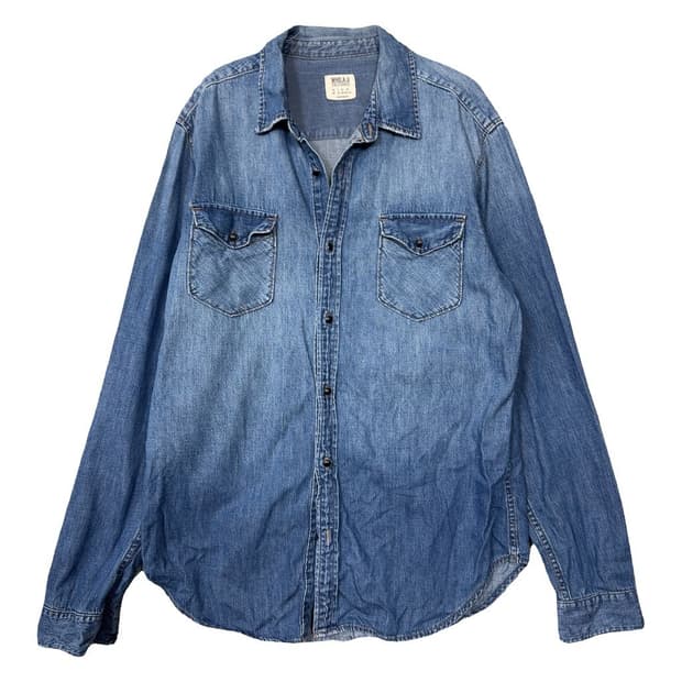 후아유 블루 빈티지 워싱 데님 셔츠 L
