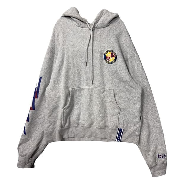 로맨틱크라운 라이트 그레이 로고 오버핏 후드티 M