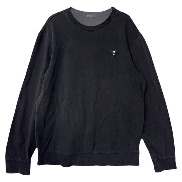 게스 블랙 로고 맨투맨 L