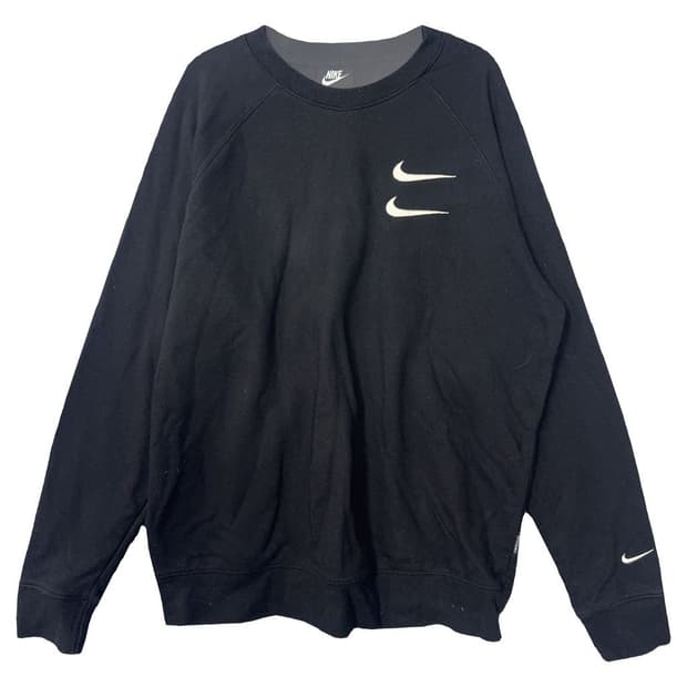 나이키 블랙 더블 스우시 맨투맨 L