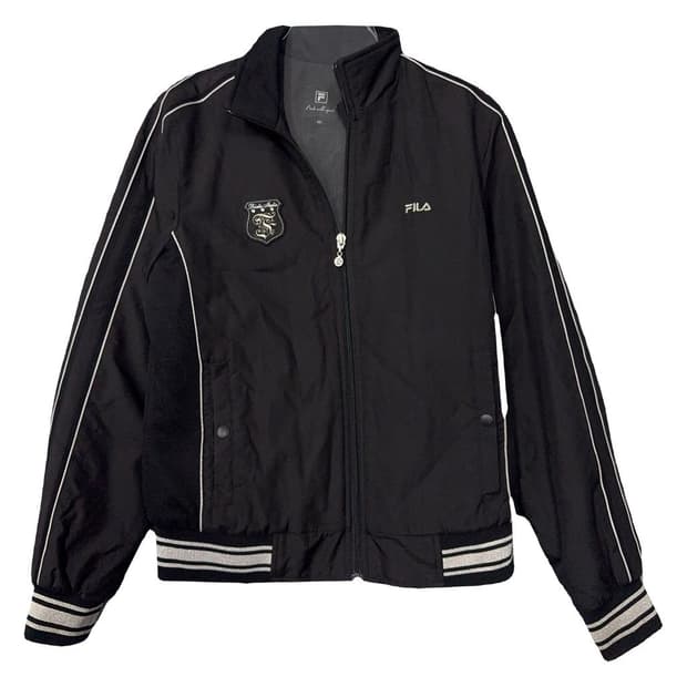 휠라 블랙 로고 기능성 집업 90