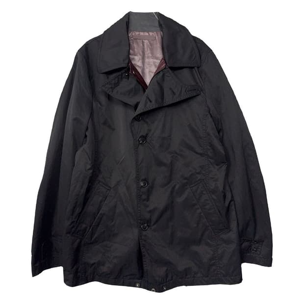 지이크 블랙 버튼 남성 클래식 나일론 코트 M