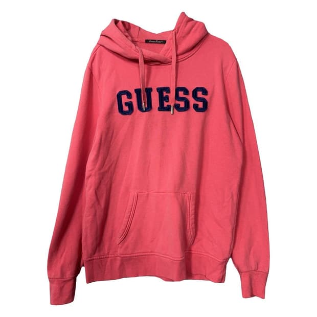 게스 스펠 로고 코랄 후드티 S