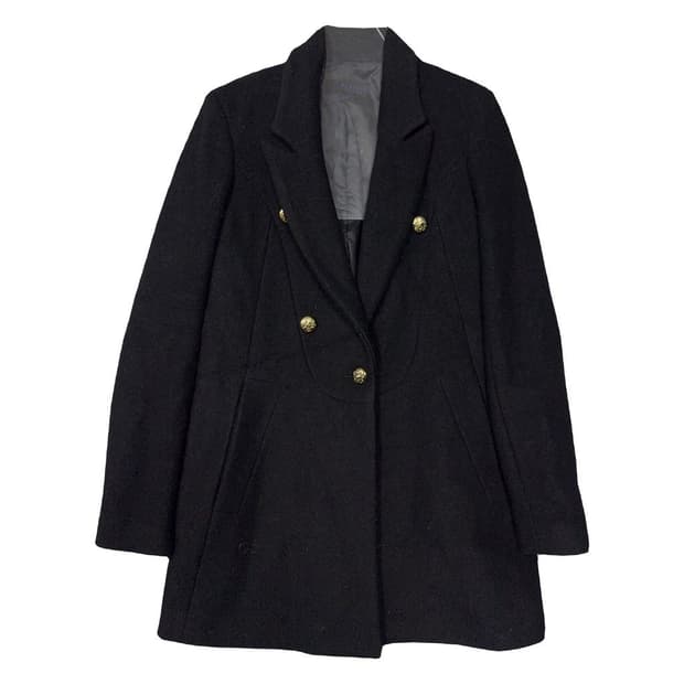플라스틱아일랜드 블랙 버튼 울 코트 M