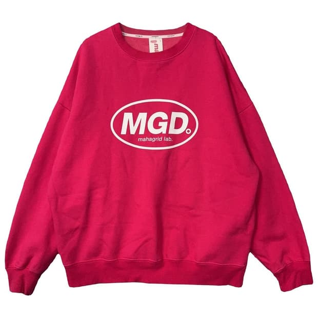 마하그리드 프린팅 핑크 맨투맨 S