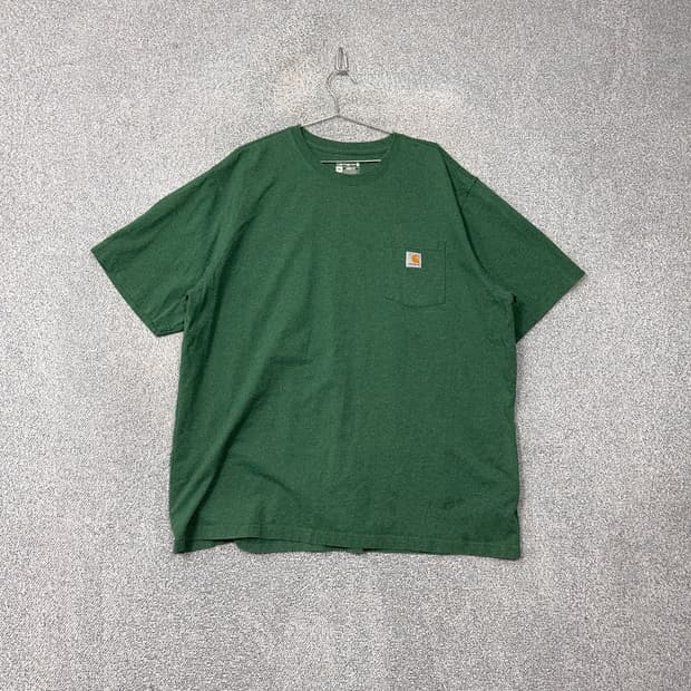칼하트 그린 루즈핏 오버 사이즈 빈티지 반팔 티 2XL