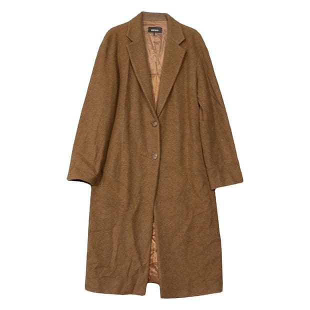 DKNY 브라운 빈티지 투버튼 롱 코트 S