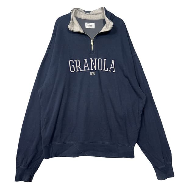 트래블 스펠 로고 반집업 네이비 맨투맨 L