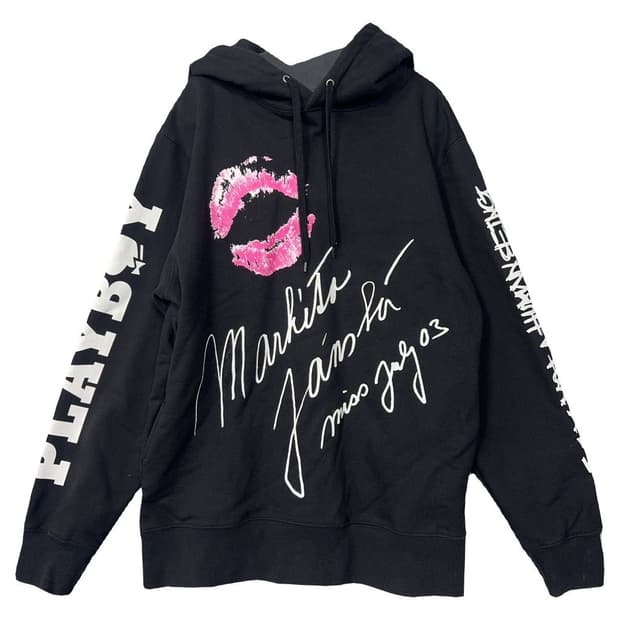 플레이 보이 빈티지 프린팅 블랙 후드티 Medium