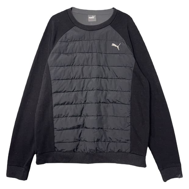 푸마 블랙 로고 경량 퀄팅 맨투맨 L