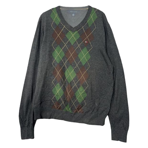 타미힐피거 아가일 그레이 니트 S/P