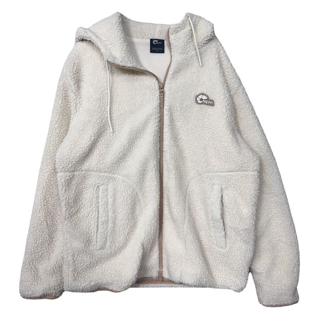 네파 크림 화이트 양털 뽀글이 후리스 후드 집업 S