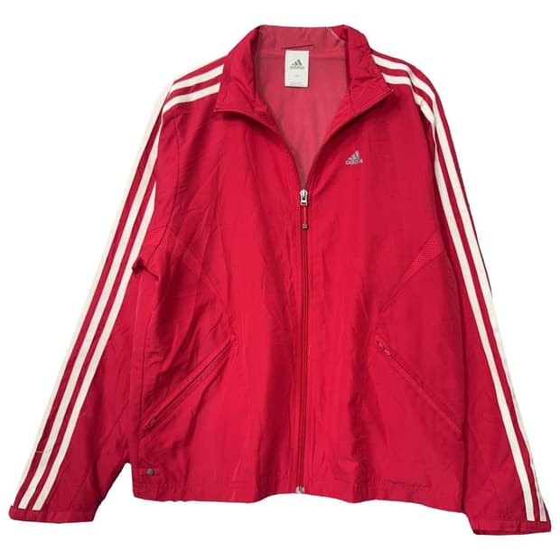 아디다스 레드 로고 삼선 바람막이 090