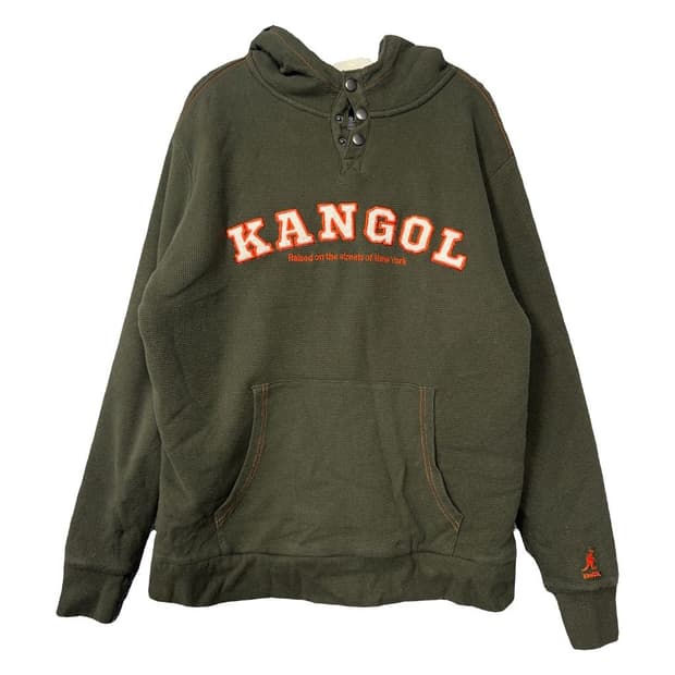 캉골 스펠 로고 카키 후드티 S/P