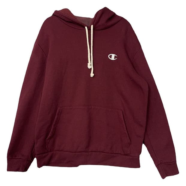 챔피온 버건디 로고 후드티 F