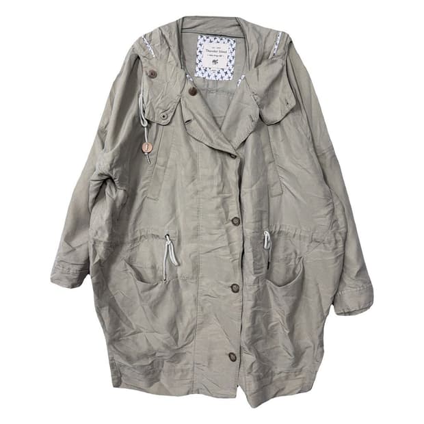 써스데이아일랜드 베이지 필드 야상 허리 밴딩 빈티지 코트 85(S)