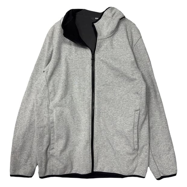 유니클로 라이트 그레이 후드 집업 M