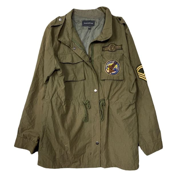 플라스틱아일랜드 프린팅 카키 필드 야상 자켓 ONE SIZE