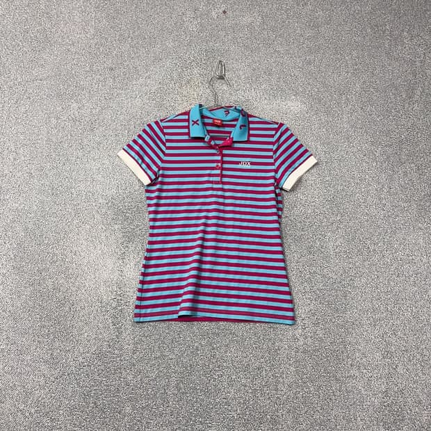 JDX 스트라이프 골프 로고 반팔 카라티 SIZE 090