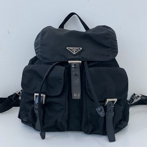 프라다 테수토 나일론 투포켓 블랙 백팩