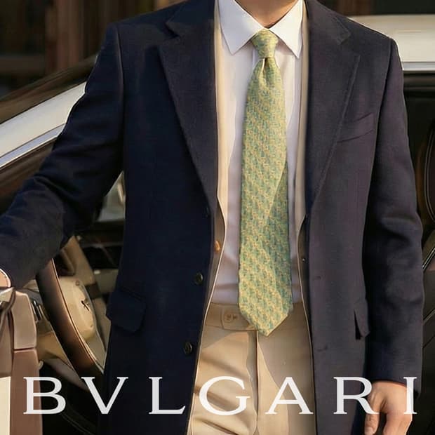 불가리 실크 요트 패턴 세븐폴드 넥타이 9.6cm A등급 A19519
