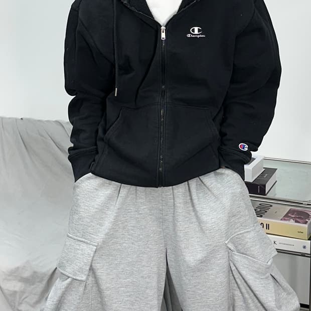 챔피온 스몰로고 블랙 후드집업 M