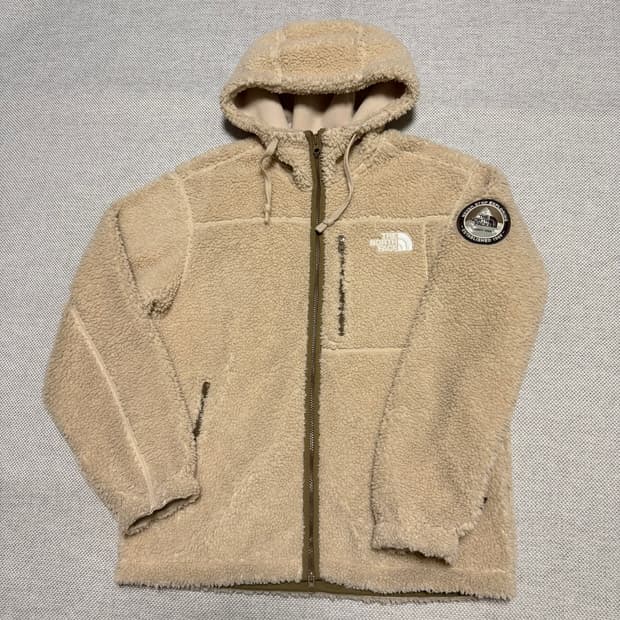 노스페이스 플레이 그린 플리스 후드 라이트 베이지 M
