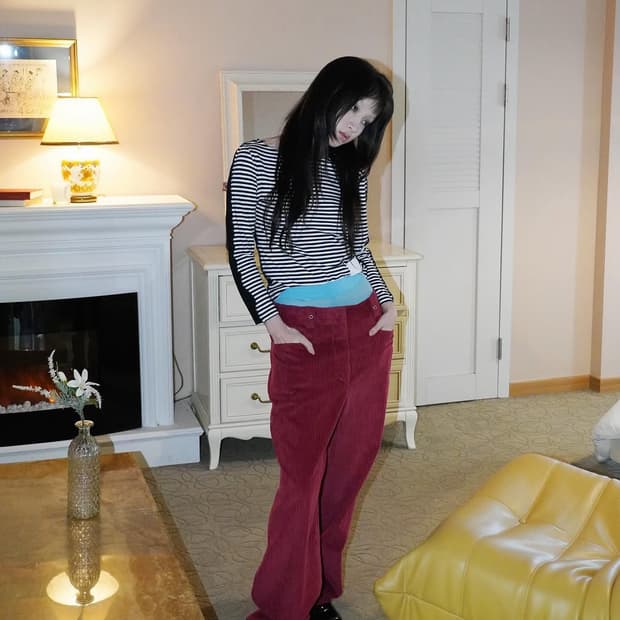 [Dared] corduroy pants (red)