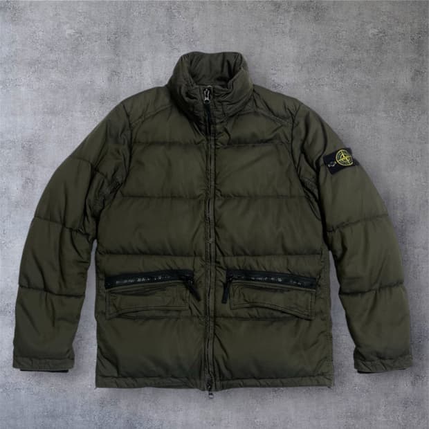 스톤아일랜드 Stone island 카키 라이트 써모 코튼 패딩 M