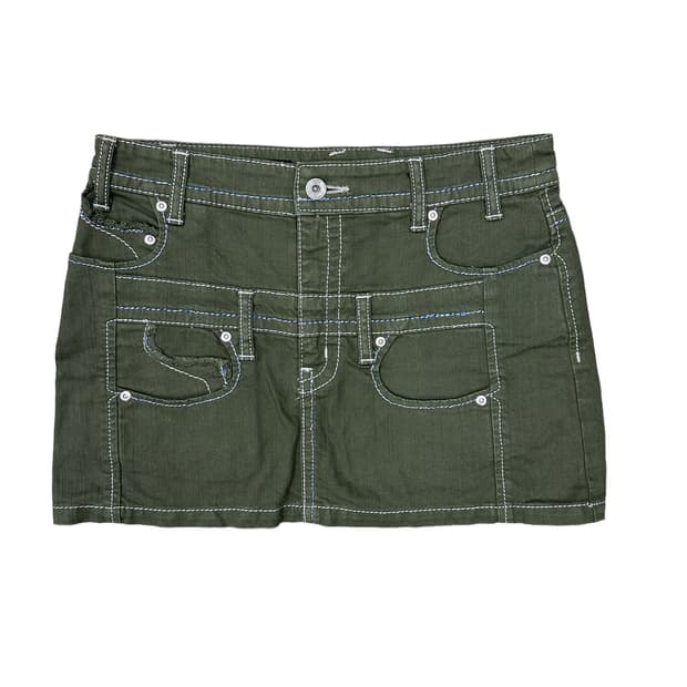 AS KNOW AS 빈티지 카키색 미니 스커트