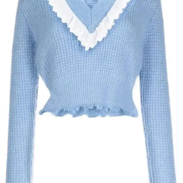 슈슈통 러플 브이넥 니트