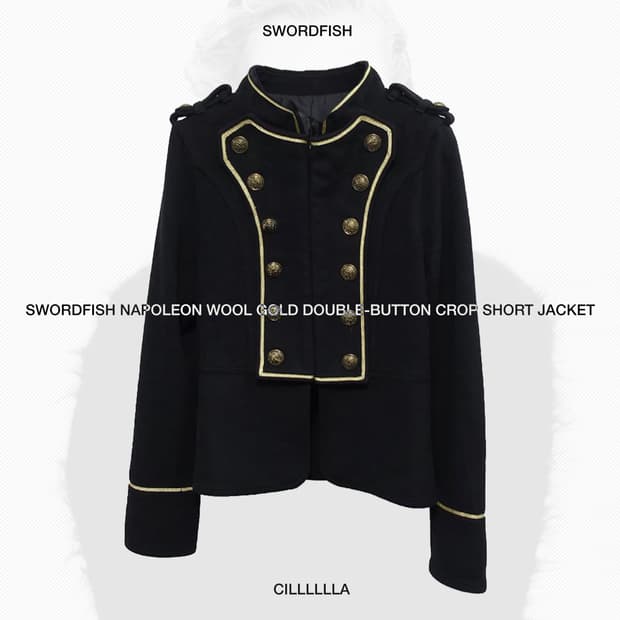 SWORDFISH 소드피쉬 나폴레옹 울 금장 더블버튼 크롭 숏 자켓