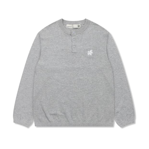 글랙 PMP 라인 아플리케 헨리넥 니트