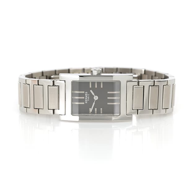 에르메스 텐덤 스틸 워치 블랙 인덱스 시계 TA1.210