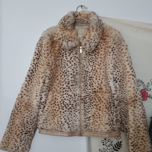 레오파드 퍼 숏 자켓 (구66)55