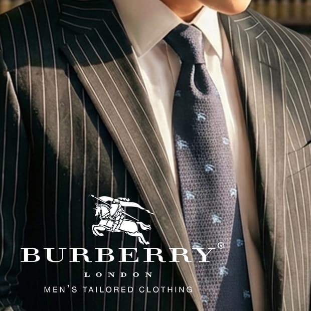 버버리 실크 네이비 기마사 패턴 넥타이 9.5cm A+등급 E890
