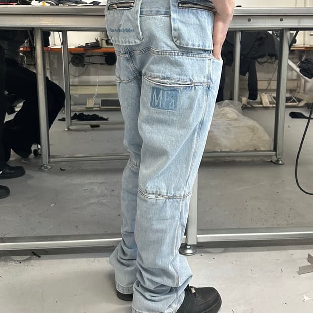 플라스틱프로덕트 백팬츠 bag pants (steel blue) S->M
