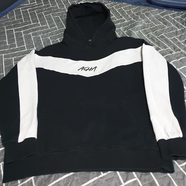 ACHA 스탠다드로고 배색 후드티 블랙 (L)
