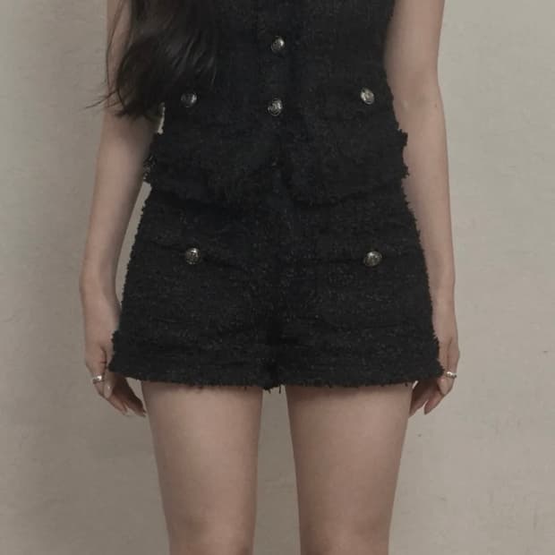 카키포인트 앤티크 트위드 쇼츠 블랙 2