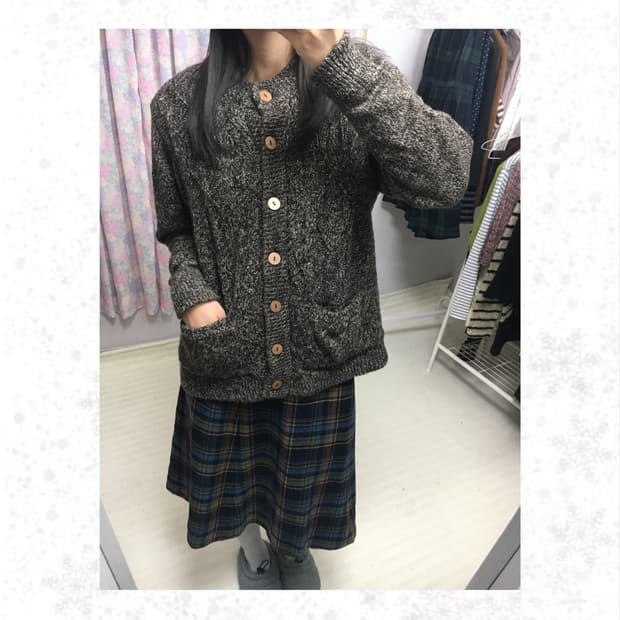 브라운 보카시 니트 가디건