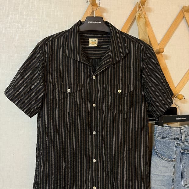 [VDR] 1950 STRIPE SHIRT [Black] L