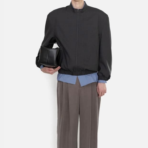 아모멘토 Wool Oversize Blouson, Charcoal