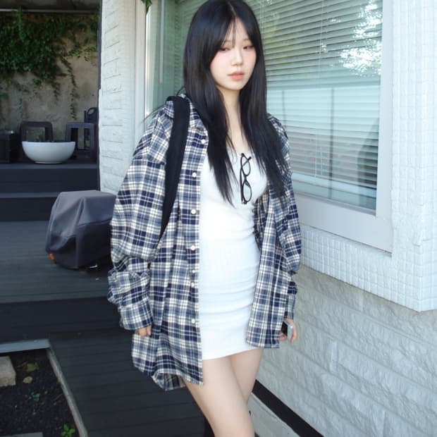 아워캐비넷 heavy check shirts