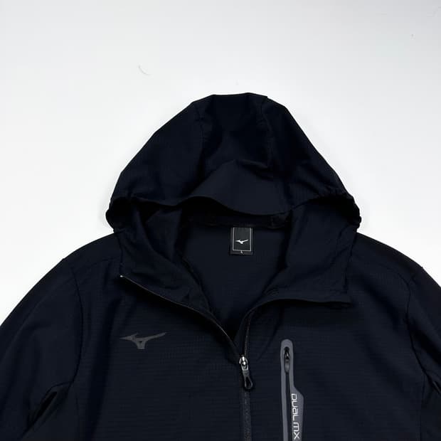 미즈노 트레이닝 블랙 풀오버 바람막이 자켓 (L)