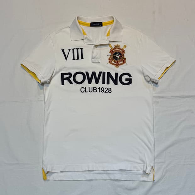 헤지스 금장 치프키프 반팔 카라티 화이트