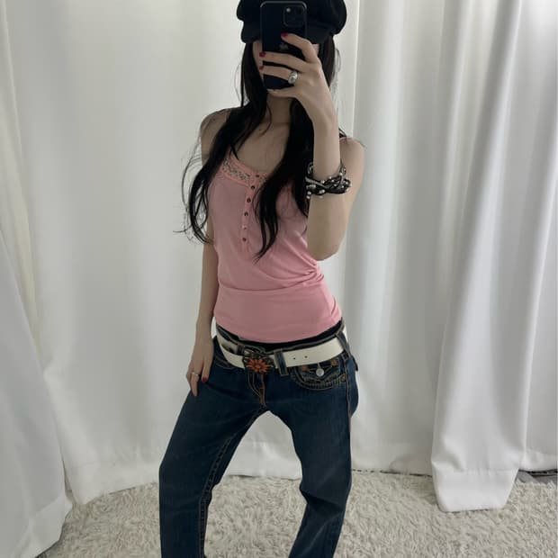 트루릴리젼 오렌지 스티치 부츠컷 팬츠