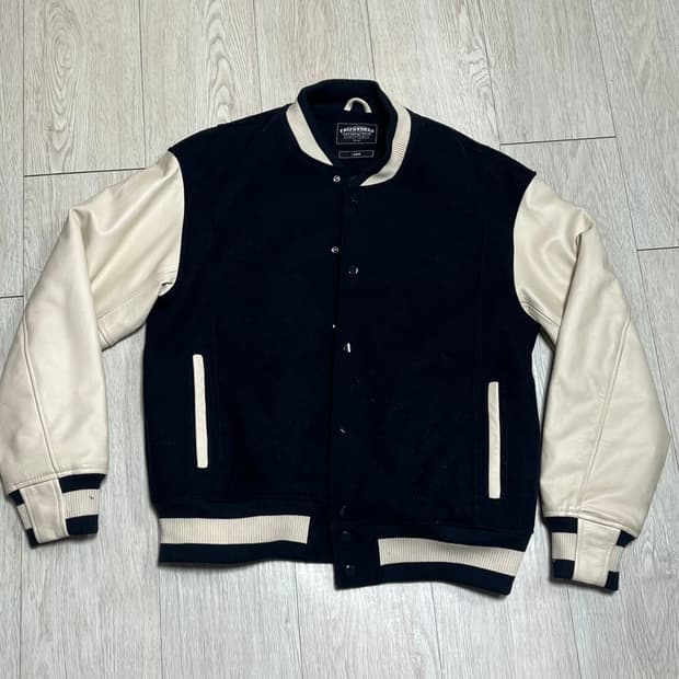 프리즘웍스 카우하이드 레더 바시티 자켓 네이비 L