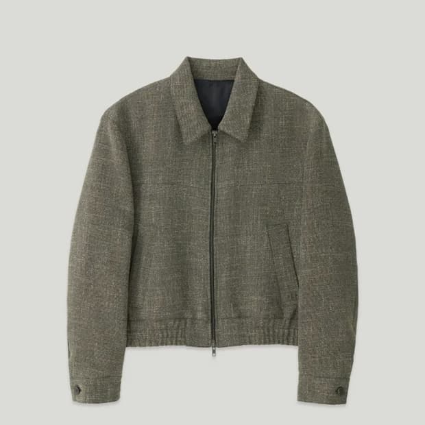 엘무드 TAKISADA 링클 프리 트위드 블루종 자켓 럭스 스톤