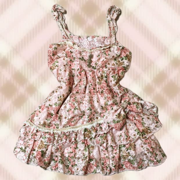 [판매/교환] 리즈리사 고전 플로럴 꽃 캐미솔 원피스 히메 갸루 러블리